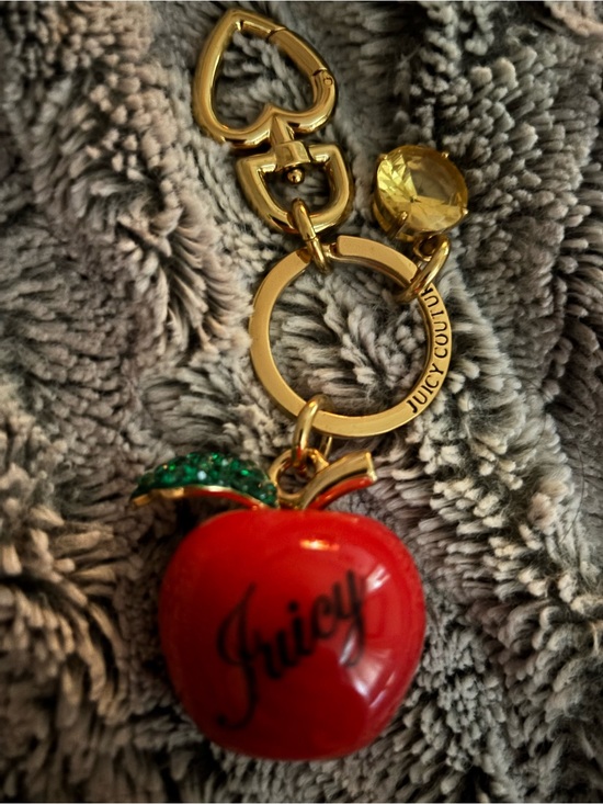 Juicy Couture Handbags - Juicy Couture Gold-Tone Keychain with Red Apple bag charm y2k HTF